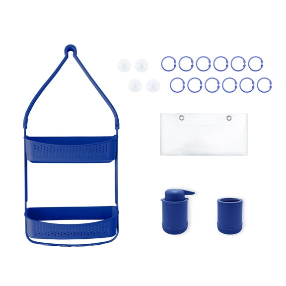 Purehaven Home Shower Caddy and Bath Accessory Set for College Dorms and Apartments, Purple