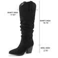 thumbnail image 4 of PENNYSUE Women's Knee-High Pointed Toe Black Boots Wide Calf Mid Chunky Heel Slouchy Boots With Side Zippers Boots 8.5M, 4 of 8