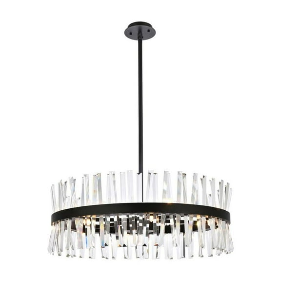 Serephina 32 inch crystal round chandelier light in black