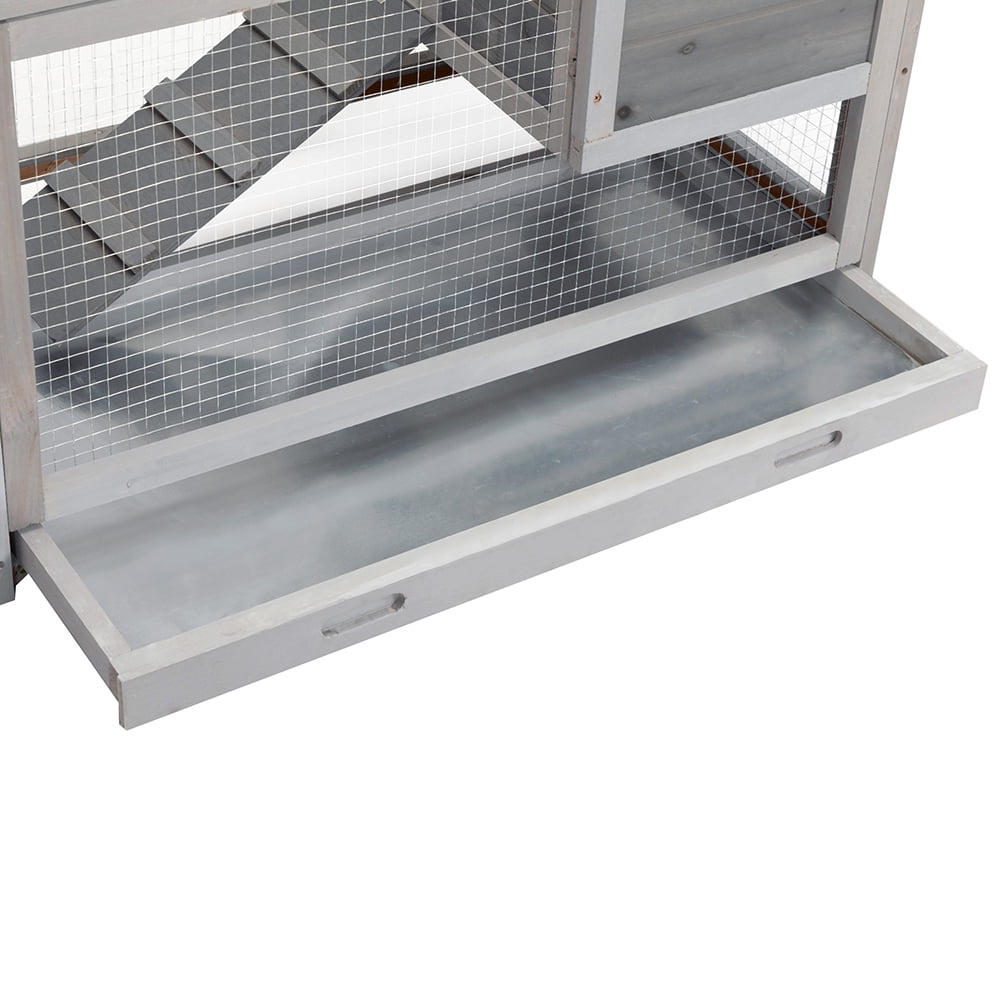 Kadyn Rabbit Cage with Pull-Out Roof and Removable Tray for Indoor-Outdoor Compartment, Large Rabbit Cage with Ladder, Gray Kadyn Rabbit Cage with Pull-Out Roof and Removable Tray for Indoor-Outdoor Compartment, Large Rabbit Cage with Ladder, Gray