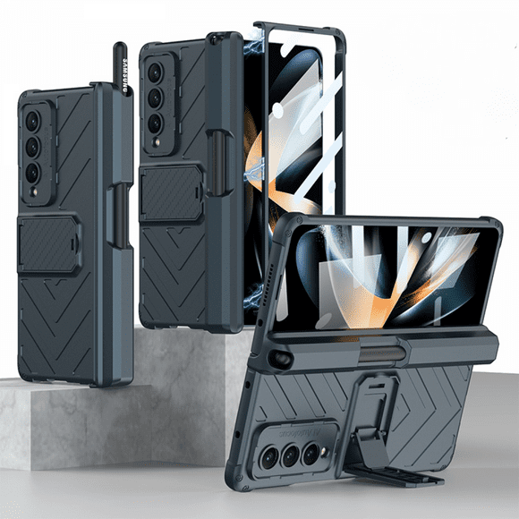 Case for Samsung Galaxy Z Fold 4 with S Pen Holder and Adjustable Kickstand Protection Built-in Screen Protector Hinge Protection Cover
