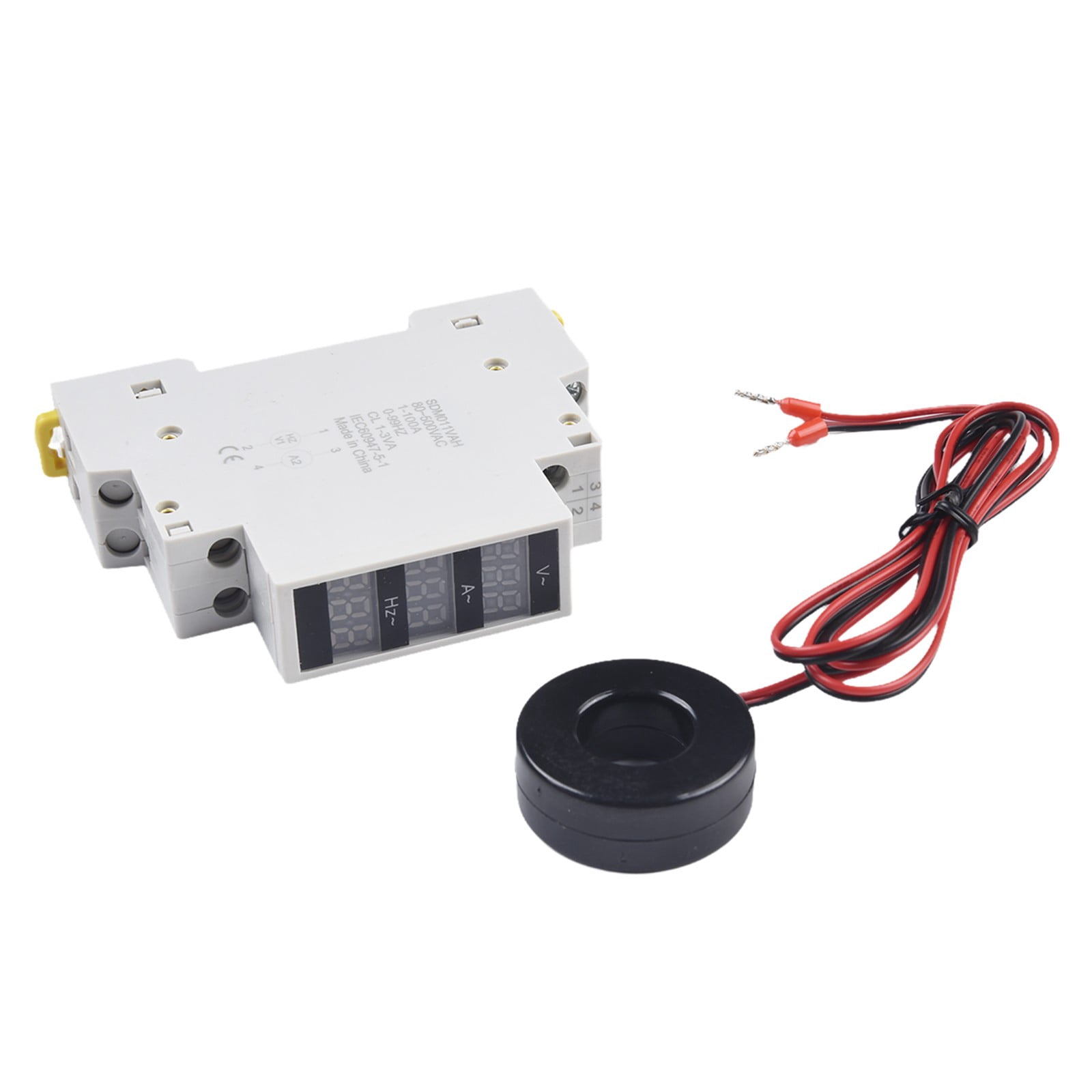 Girlsshop Din Rail Voltmeter Ammeter Hz Meter Ac80-500V Single Phase Modular Digital Meter
