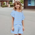 thumbnail image 5 of Abcomgle Girls Short Sets 4-16 Girls 2 Piece Outfits Tie Dye Ruffle Sleeve T Shirts and Elastic Waist Shorts Cute Preppy Girls' Clothing Sets 8-9 Years,Light Blue, 5 of 5
