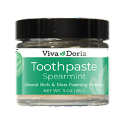Viva Doria Fluoride Free Natural Mineralizing Toothpaste - Spearmint (3 oz Glass jar)