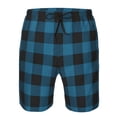 thumbnail image 4 of Yiaed Blue Black Plaid Print Men's Swim Trunks with Lining Quick Dry Sports Shorts Beach Shorts Boardshorts-Large, 4 of 5