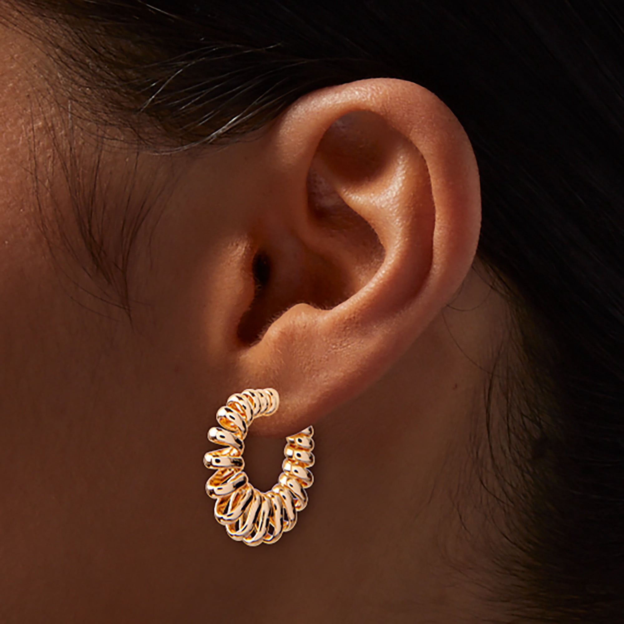 Claire's Teen Girls Gold and Silver Spiral Post Hoop Earring Set, 2-Pack