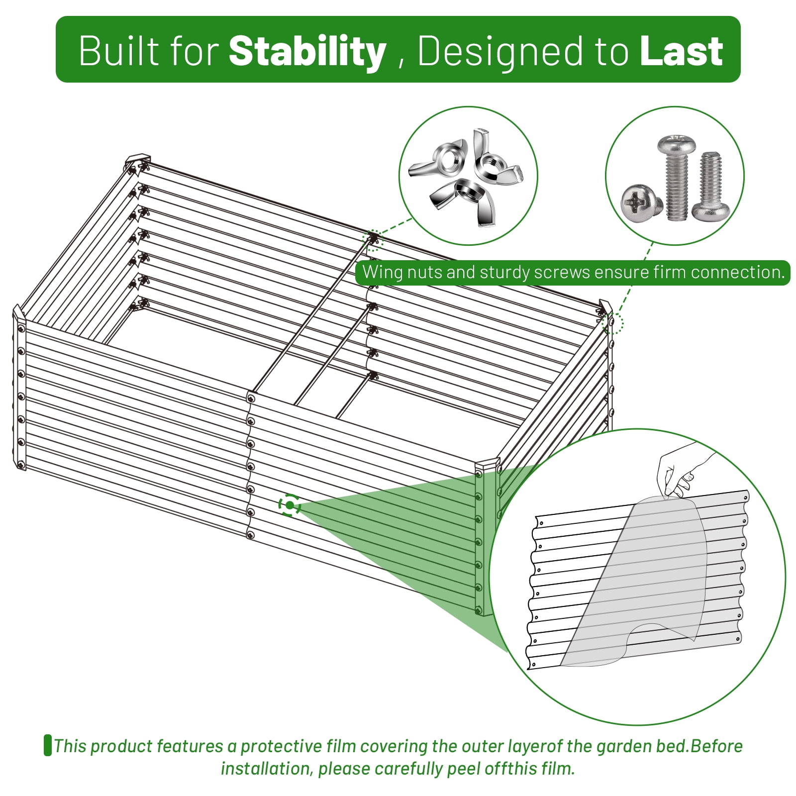 SnugNiture 6x3x2 ft Metal Raised Garden Bed Outdoor, Deep Root Galvanized Planter Box for Vegetables, Flowers
