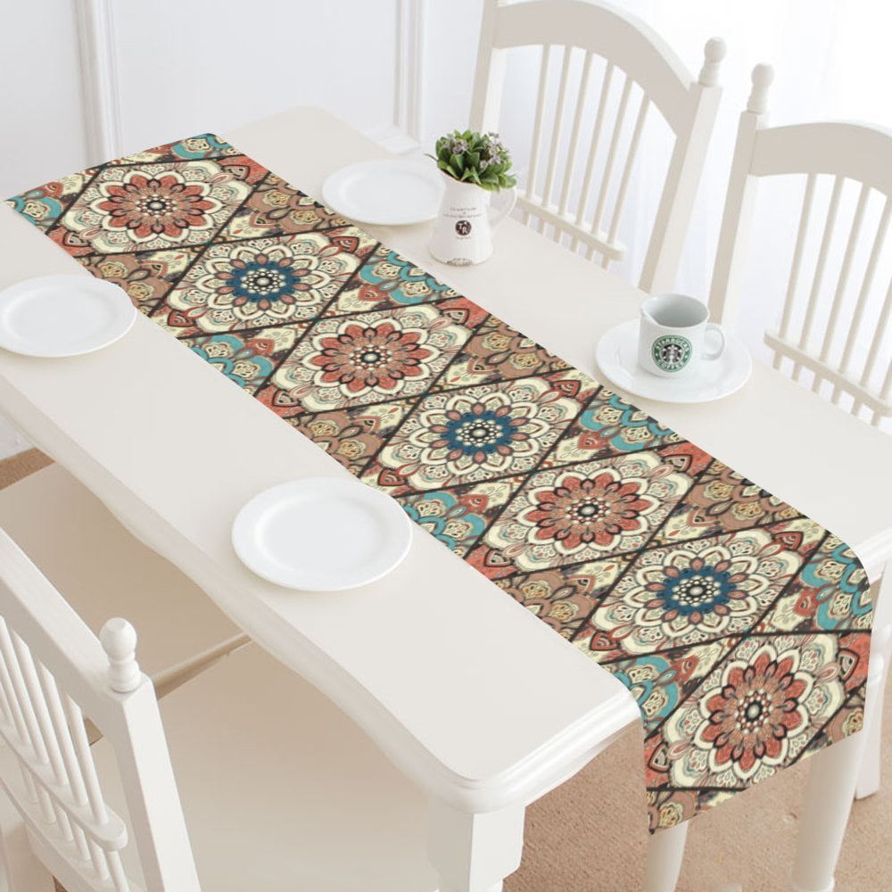 MYPOP Boho Mandala Table Runner Home Decor 14x72 Inch,Tribal Ethnic