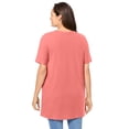 thumbnail image 2 of Woman Within Plus Size Perfect Short-Sleeve Shirred V-Neck Tunic, 2 of 6