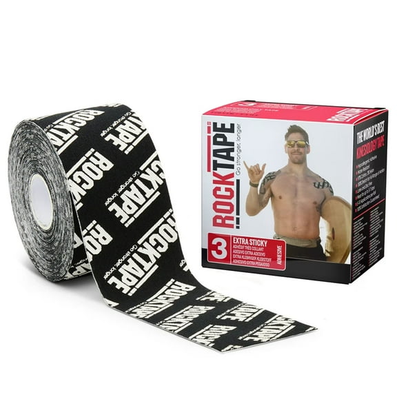 RockTape Standard Extra Sticky Athletic Tape, Logo Black