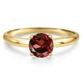 thumbnail image 3 of Gem Stone King 14K Yellow Gold Red Zirconia Engagement Ring for Women | 1.20 Cttw | Round 7MM | Gemstone Birthstone | Size 7, 3 of 6