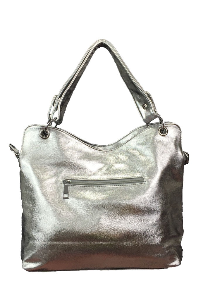 Zzfab Mirror Rhinestone Bling Purse Silver