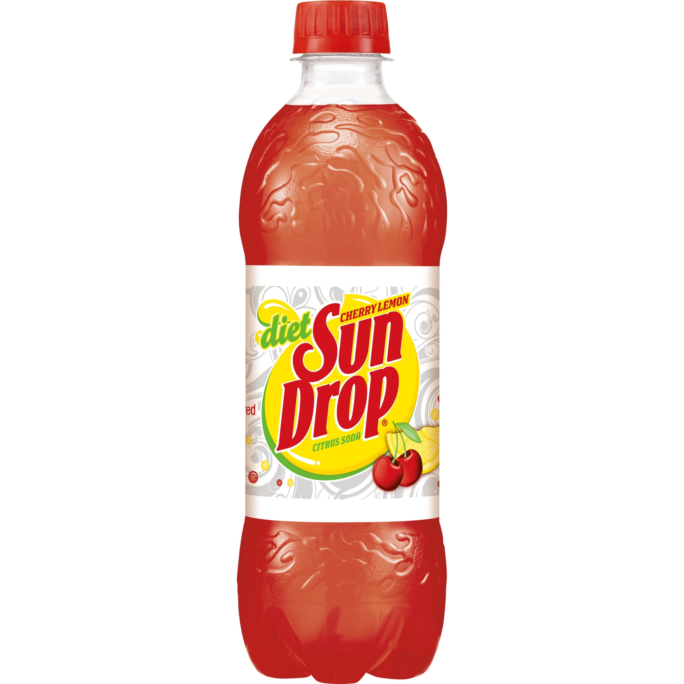 (4 pack) Diet Sun Drop Cherry Lemon Soda Pop, 0.5 L, 6 Pack Bottles