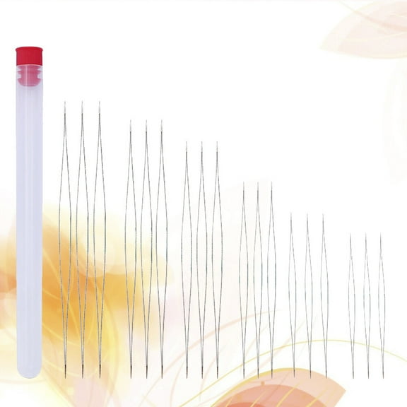 SOPOTUTU 18Pcs Big Eye Beading Needles for Sewing and Crafts with Clear Case