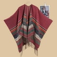 thumbnail image 3 of Womens Cross Open Front Poncho Sweater Wrap Topper Knitted Elegant Solid Warm Shawls Cape for Fall Winter, 3 of 3