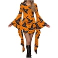 thumbnail image 1 of Fewfanhot Robes d'Automne d'Halloween pour Femmes 2025 Robe Décontractée à Col Rond avec Imprimés Effrayants et Style Asymétrique Robe à Enfiler Patchwork, 1 of 5