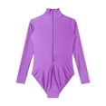 thumbnail image 6 of Zaldita Women's Ballet Dance Leotard Mock Turtleneck Long Sleeve Gymnastic Bodysuit Dancewear Purple S, 6 of 7