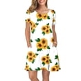 thumbnail image 2 of Outfmvch Fall Dresses Womens Dresses White Dress Women Summer Short Sleeve Sunflower Printed Pockets Sundress Casual Swing Dress Womens Dresses White L, 2 of 8