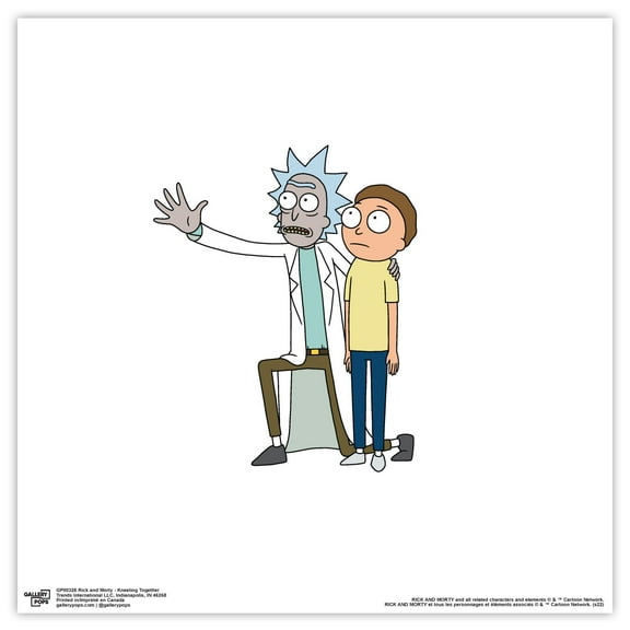 Gallery Pops Cartoon Network Rick and Morty - Kneeling Together Wall Art, Unframed Version, 12" x 12"