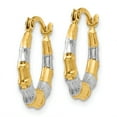 thumbnail image 2 of 14K & Rhodium Hollow Bamboo Hoop Earrings, 2 of 3