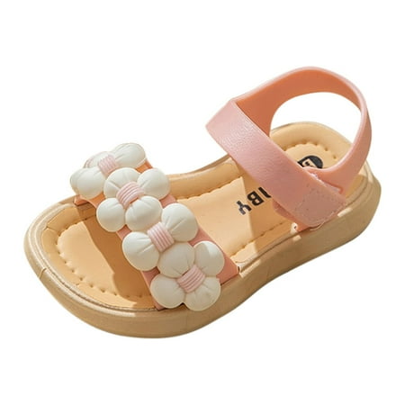 

Holiday Savings Deals! Kukoosong Toddler Sandals Shoes Baby Girls Sandals Cute Fashion Solid Color Flowers Non-Slip Soft Sole Beach Sandals Pink 12-15 Months