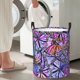 thumbnail image 5 of Balery Watercolor Butterflies Cesta de ropa redonda con asas, impermeable, independiente, para ropa, juguetes, dormitorio y familia-Small, 5 of 6
