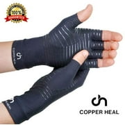 COPPER HEAL Arthritis Compression Gloves - Best Copper Gloves for Rheumatoid Arthritis, Carpal Tunnel, RSI Osteoarthritis & Tendonitis Fingerless gloves