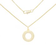BEBERLINI Round Pendant 14K Gold Filled 24" Necklace Set Box Chain 1.2 mm Cubic Zirconia Charm Jewelry for Women Adult Female Girl Brass