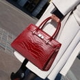 thumbnail image 3 of Genuine Cowhide Leather Crocodile Grain Tote Bag, Women's Top-handle Shoulder Bag, Work Handbag, 3 of 13