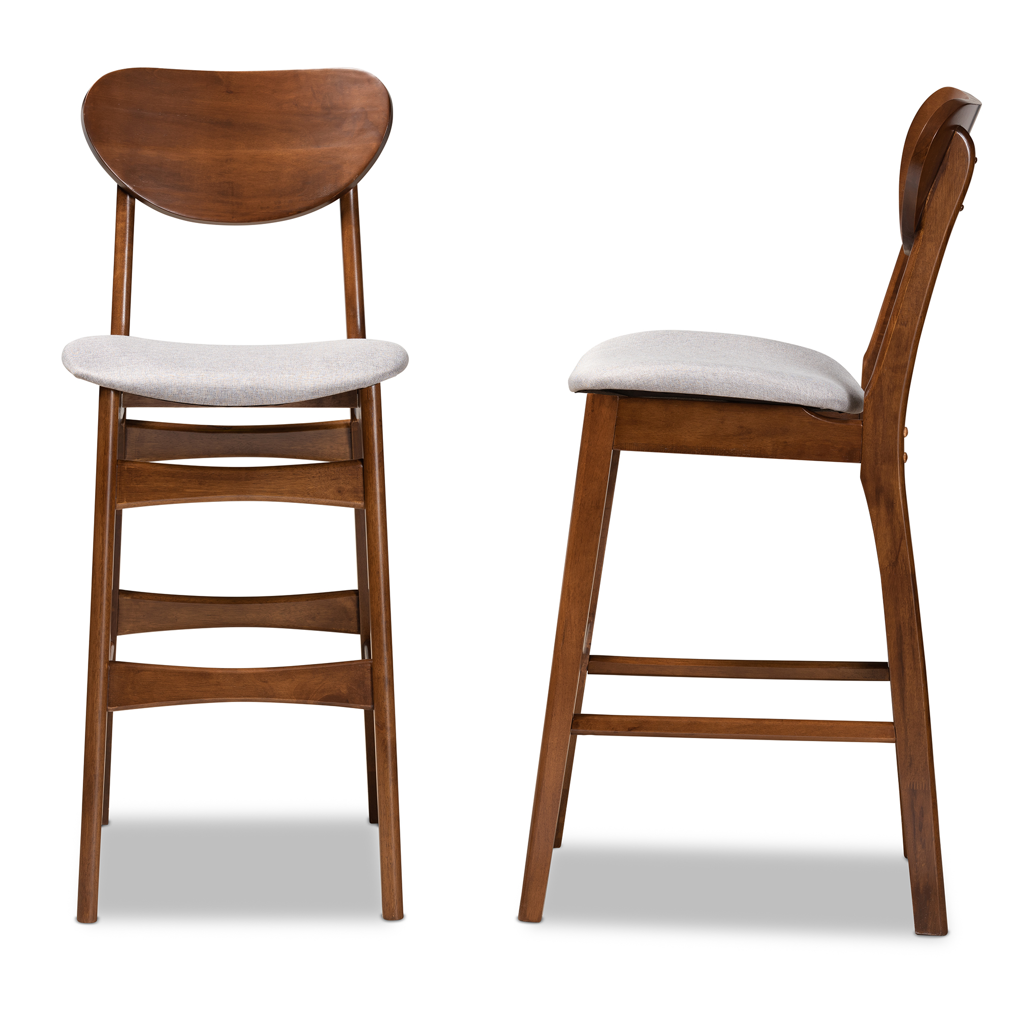 Baxton Studio Katya Bar Stool, Grey, Set of 2