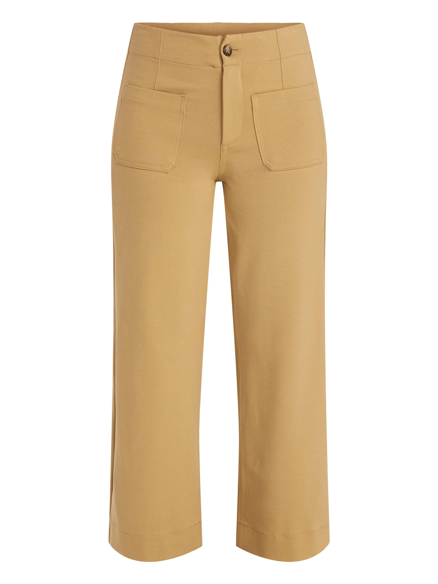 Time and Tru Women's Patch Pocket Ponte Knit Pants, 28" Inseam, Sizes 0-20
