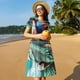 thumbnail image 4 of Fotbe Stylish Sunglasses Iguana Vestido Largo de Moda para Mujer, Vestido Tipo Camiseta con Manga Corta y Estilo Casual a Rayas y Bloques de Color, 4 of 6