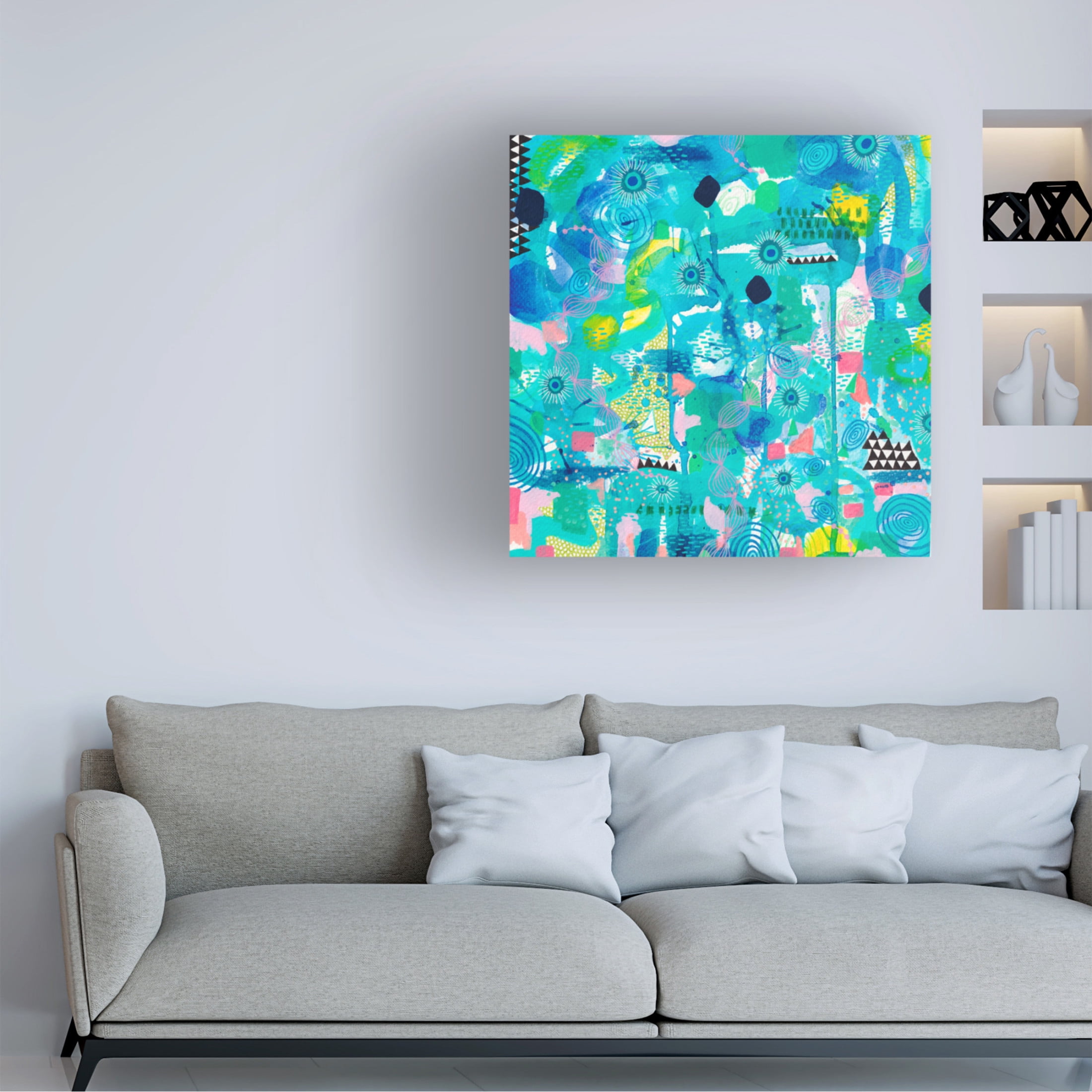 Canvas Wall Art - Van Dam Art 'Rockpools in Summer' Wall Art for Living Room, Bedroom, or Office Décor by Trademark Fine Art - 18 x 18 Inches