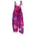 thumbnail image 2 of Youpwaven Women's Valentine's Day Vintage Heart Cotton Linen Overalls - Loose Fit Bib Jumpsuit with Pockets, Lightweight Casual Outfits for Spring Picnics, 2 of 5