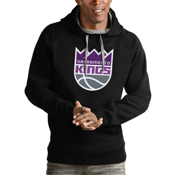Men's Antigua Black Sacramento Kings Team Logo Victory Pullover Hoodie