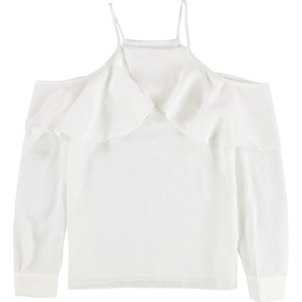bar III Blusa tejida con hombros descubiertos para mujer, blanca, grande
