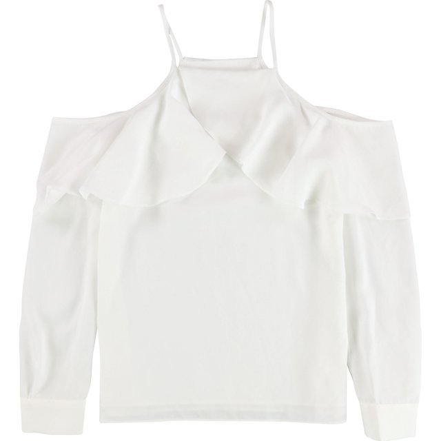 bar III Blusa tejida con hombros descubiertos para mujer, blanca, grande