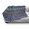 thumbnail image 3 of Tribal Soft Flannel Fleece Throw Blanket, Vector Vintage Style with Boho Stripes and Shape Image Print, Cozy Plush for Indoor and Outdoor Use, 70" x 90", Dark Blue Hot Pink, by Ambesonne, 3 of 6