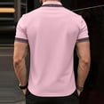 thumbnail image 3 of Men's Short Sleeve Polo Shirt Classic Collar Contrast Trim Vintage Pattern Solid Color Casual Sports Summer Spring Outdoor Leisure Daily Wear, 3 of 3