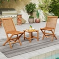 thumbnail image 2 of Gymax 3 PCS Folding Patio Bistro Set Teak Wood Table & Chairs w/ Slatted Tabletop, 2 of 10