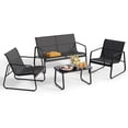 thumbnail image 4 of All-Weather Handwoven steel 4-Piece Patio Set Including Chairs and Coffee Table for Outdoor Leisure Space Black, 4 of 12