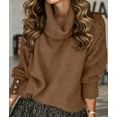 thumbnail image 4 of Women'S Oversized Chunky Pullover Sweaters Cowl Neck Long Sleeve Winter Slouchy Loose Knit Sweaters Brown S, 4 of 8