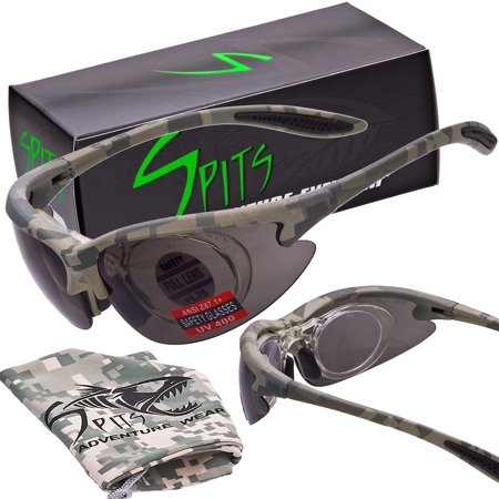 Spits Eyewear MAGshot Magnifying Hunting Shooting Safety Glasses ACU Camo Frame (Lens color: Smoke, Magnifier: 2)
