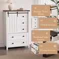 thumbnail image 3 of Farmhouse 5 Drawer Dresser for Bedroom, 48" Tall Wood Dresser Chest of Drawer with Sliding Barn Door, Adjustable Shelf, Storage Organizer, 3 of 7
