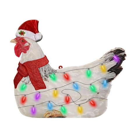 

Wooden Christmas Pendants Flat Chicken Drop Ornament Printing New Year Ornaments