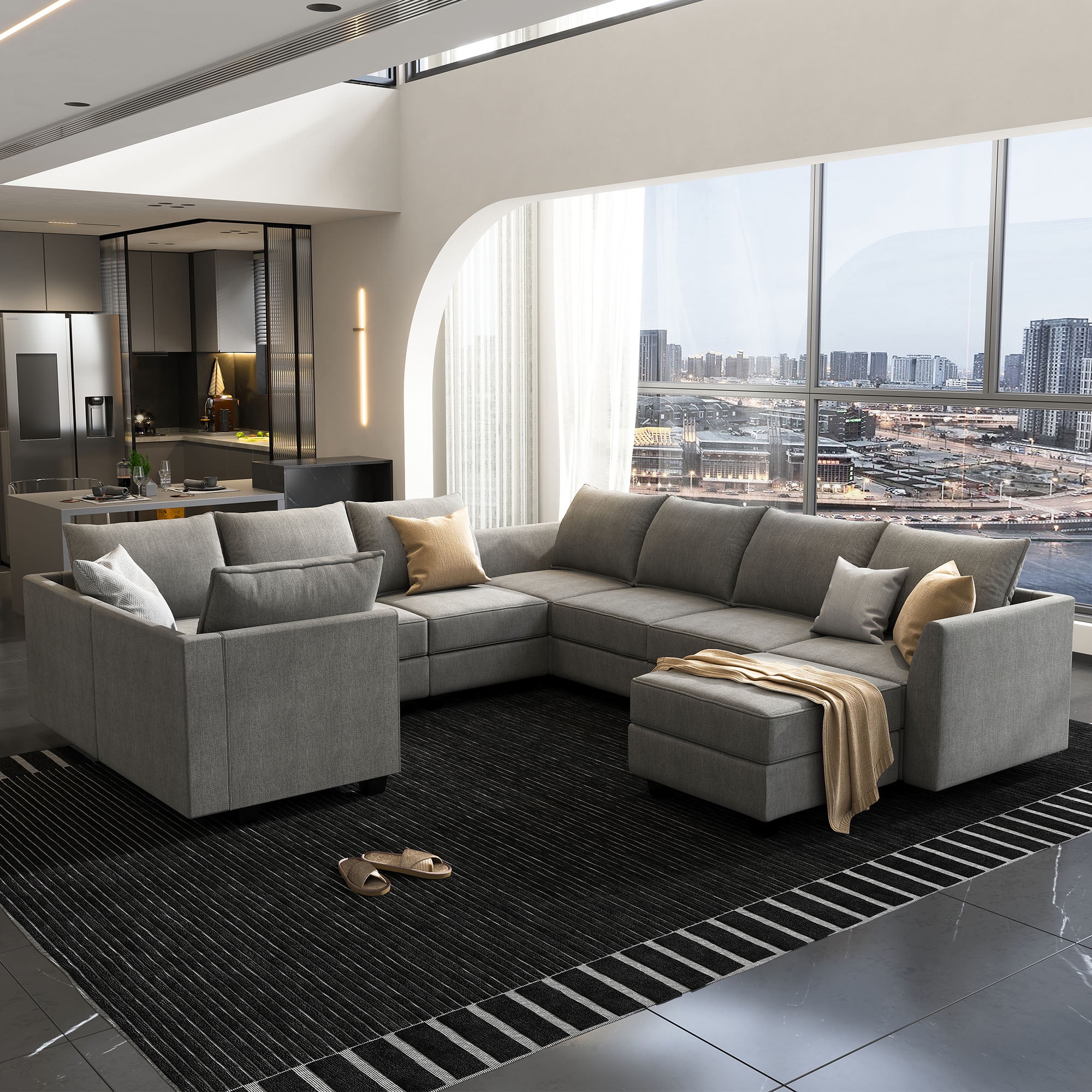 Buy HONBAY Modular Sectional Sofa Couch with Convertible Chaise, U ...