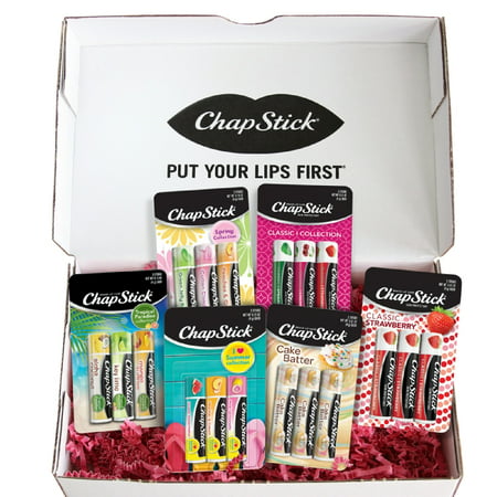 ChapStick Classic Lip Balm Holiday Gift Set, Lip Moisturizer, Lip Care, 3 Count x 6 Packs, Cake Batter/Tropical/Strawberry Flavor, Great Gifts for Women and (Best Way To Keep Lips Moisturized)