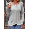thumbnail image 1 of 2024 Women Fall Warm Long Sleeve Slim-fitting Solid Color Knitted Sweaters Female Comfortable O-neck Button Striped Pullover, 1 of 5