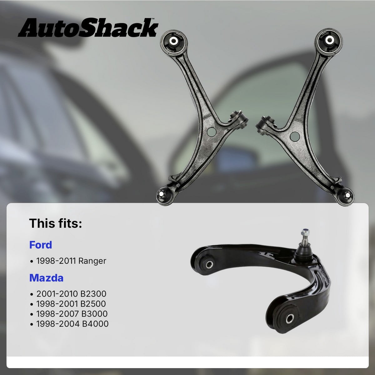 AutoShack Front Lower Control Arms and Ball Joint with Bushings for Ford & Mazda, Ranger 1998-2011 B3000 1998-2007 B2500 1998-2001, 4WD RWD L4 2.3L 2.5L V6 3.0L 4.0L, Pair