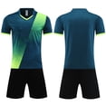 thumbnail image 2 of Odeerbi Toddler Kids Boys Girls Quick Dry Soccer Uniform Set Cute Print Color Block T-Shirt Shorts Mesh Athletic Sportswear for 2-13 Years, 2 of 5